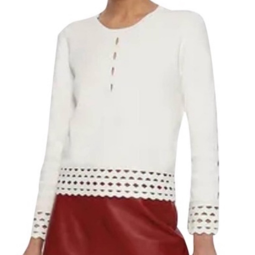 Maje Sweater with Open-Knit Detailing
